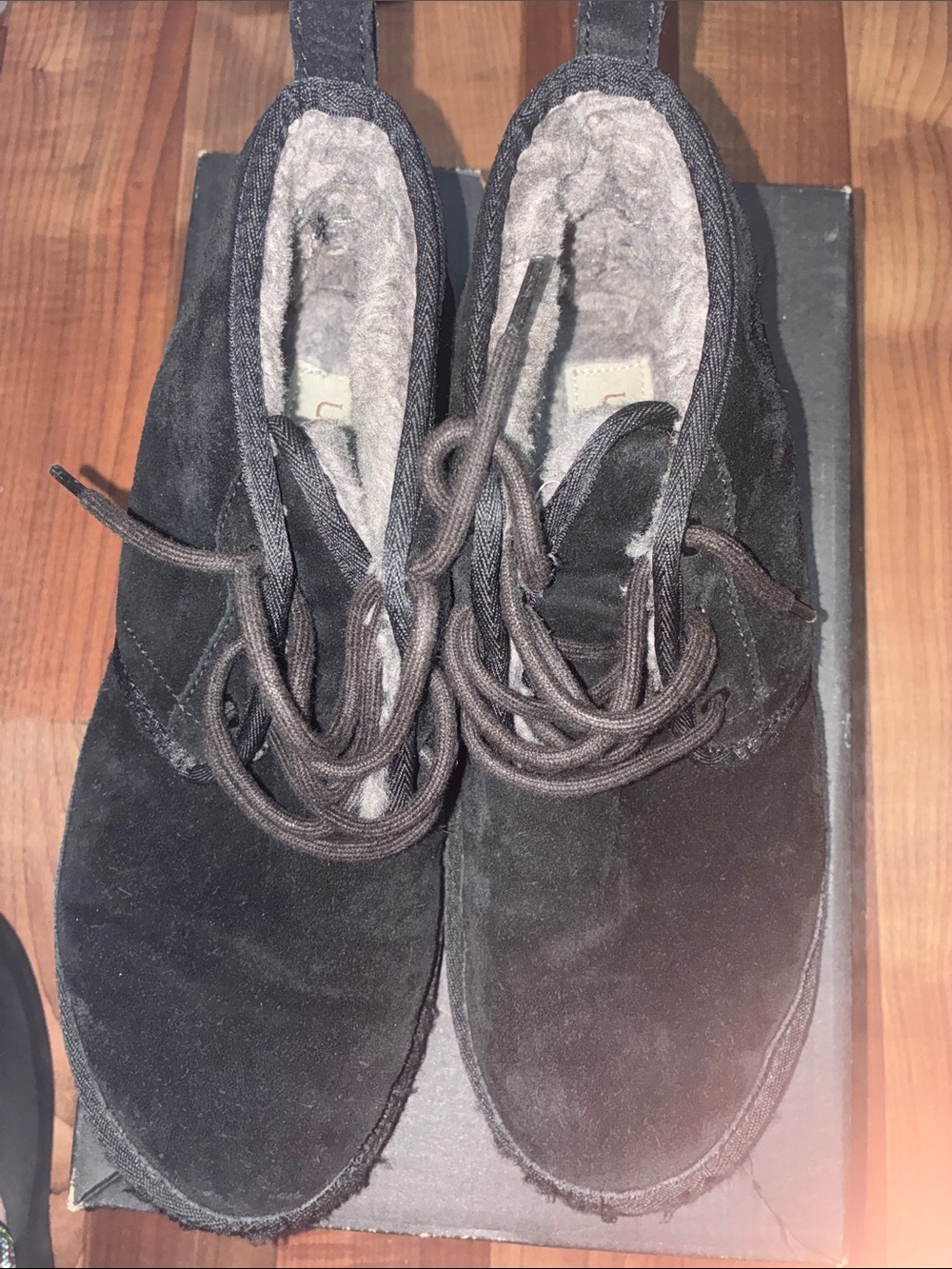 UGG Men's Black Suede Chukka Boots with Shearling Collar